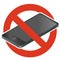 Call barring. Prohibition of mobile phone. Vector strict ban on using phone, digital tablet forbid.