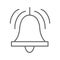 Call bell thin line icon, delivery symbol, ringing bell vector sign on white background, alarm or notification icon in