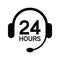 Call center 24 hours icon with headset, Operator customer support symbol, Help center, Technical social support