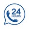 Call center 24 hours inside bubble speech icon, Operator customer support symbol, Help center, Technical social support