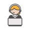 Call center agent icon with blond hair