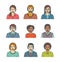 Call center agents flat line avatars