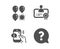Call center, Certificate and Balloon dart icons. Question mark sign. Vector