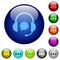 Call center with chat bubble solid color glass buttons