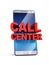 Call center concept, 3d letters on smart phone, 3d rendering