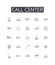 Call center line icons collection. Plot, Character, Theme, Conflict, Protagonist, Antagonist, Setting vector and linear