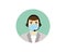 Call center operator, Customer service person Headset icon. Live chat operators, using mask. Vector illustration