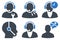 Call Center Operator Flat Vector Icons