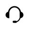 Call center operator headphones and microphone black isolated vector icon.