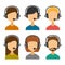 Call Center Operator with Headset Icon Set. Vector