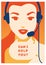 Call center operator with headset poster. Client services and communication, customer support, phone assistance.