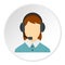 Call center operator with phone headset icon