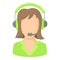 Call center operator with phone headset icon
