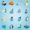 Call center set icons, isometric 3d style