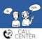 Call Center Support Emblem, doodle