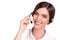 Call center support phone operator in headset isolated