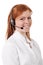 Call center support phone operator in headset isolated