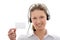 Call center woman with headset