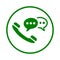 Call, chat, contact us icon. Green vector design