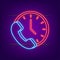 Call duration neon icon, Call Waiting, time. Vector stock illustration.