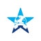 Call and globe star shape concept icon.