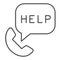 Call for help thin line icon. Emergency calling through phone outline style pictogram on white background. Telephone