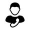 Call icon vector male user person profile avatar with phone symbol for business contact and communication in flat color glyph
