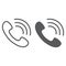 Call line and glyph icon, phone and communication