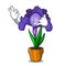 Call me iris flower mascot cartoon