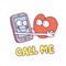 Call me mobile phone heart cartoon characters