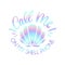 Call me on my shell phone cute illustration with holographic effect and lettering. Mermaid iridescent summer quote isolated on