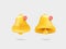Call notifications. A set of two bell icons with a new message in a yellow web chat. Realistic 3d object. Isolated on a