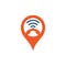 Call wifi map pin shape concept logo design vector