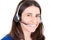 Callcenter woman customer support phone operator in headset