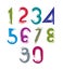 Calligraphic brush numbers, hand-painted bright vector numeration.