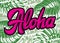 Calligraphic inscription Aloha. Vector color illustration