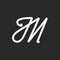 Calligraphic italic font letter M logo monogram creative signature design, handwritten cursive artistic letter with smooth elegant