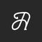Calligraphic italic letter A logo monogram identity design template, handwritten cursive letter with smooth elegant line