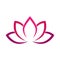 Calligraphic lotus blossom in pink-violet colors. Yoga symbol. Simple flat vector illustration