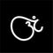 Calligraphic OM Hinduism Holy Symbol On Black Background.