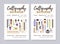 Calligraphy art workshop ad cards templates. Vertical promo backgrounds with lettering craft supplies. Handwriting class