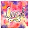 Calligraphy luck word on colorful texture background vector