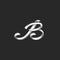 Calligraphy monogram letter B logo, three-dimensional metallic identity initial symbol of a silvery material