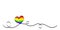 Calligraphy Rainbow Heart Ribbon on White background. LGBT Lesbian, gay, bisexual, transgender love symbols.