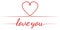 Calligraphy text I love you and heart, vector graceful inscription Declaration of love, greeting card Valentine