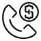 Calling money support icon, outline style