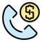 Calling money support icon vector flat
