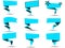 Callouts on a white background. Set of blue callouts. Vector illustration.