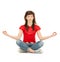 Calm attractive teenage girl in lotus pose