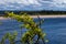 Calm beach of Brazil. The sea and the clouds merge on the horizon